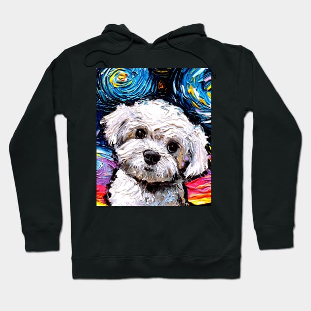 Maltipoo Night (Portrait) Hoodie by sagittariusgallery